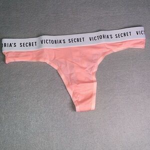 New Victoria’s Secret PINK Logo Thong Panties Hot Coral Sold Out Line